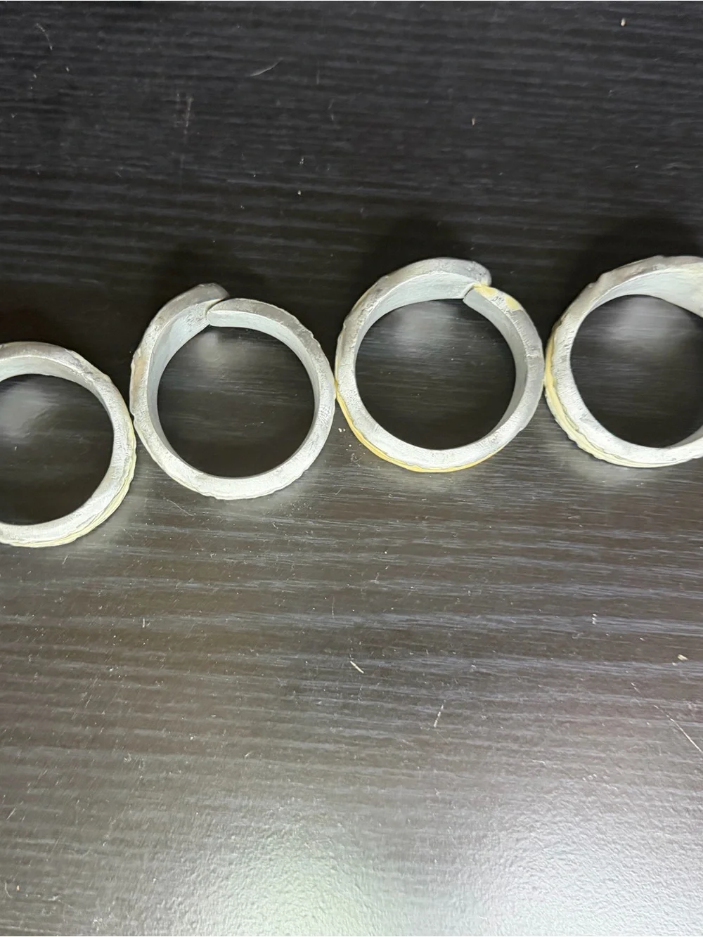 Vintage 6 Napkin Rings SPOON FLATWARE HANDLE DESIGN Metal IVORY CREAM ENAMEL
